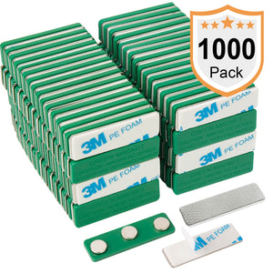 1000 Pack Magreen Green Magnetic Name Badge Holders with 3 Neodymium Magnets and 3M Adhesive Front Plate