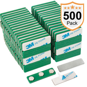 500 Pack Magreen Green Magnetic Name Badge Holders with 3 Neodymium Magnets and 3M Adhesive Front Plate