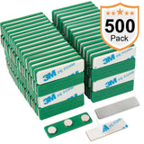 500 Pack Magreen Green Magnetic Name Badge Holders with 3 Neodymium Magnets and 3M Adhesive Front Plate