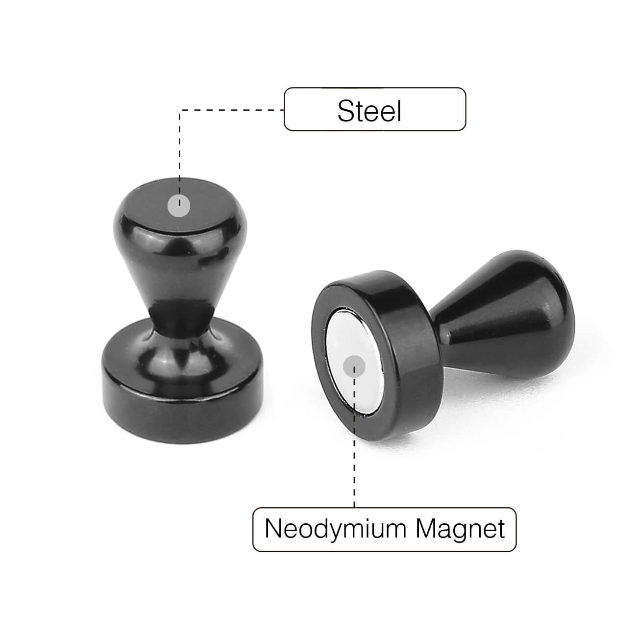 Magnetic Pins - Black | 12 per pack